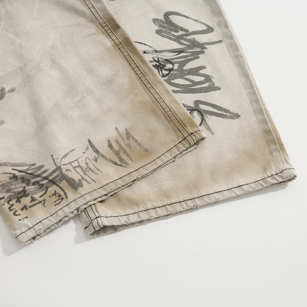 Balenciaga Graffiti Loose Fit Denim Pants Ngvp #6578
