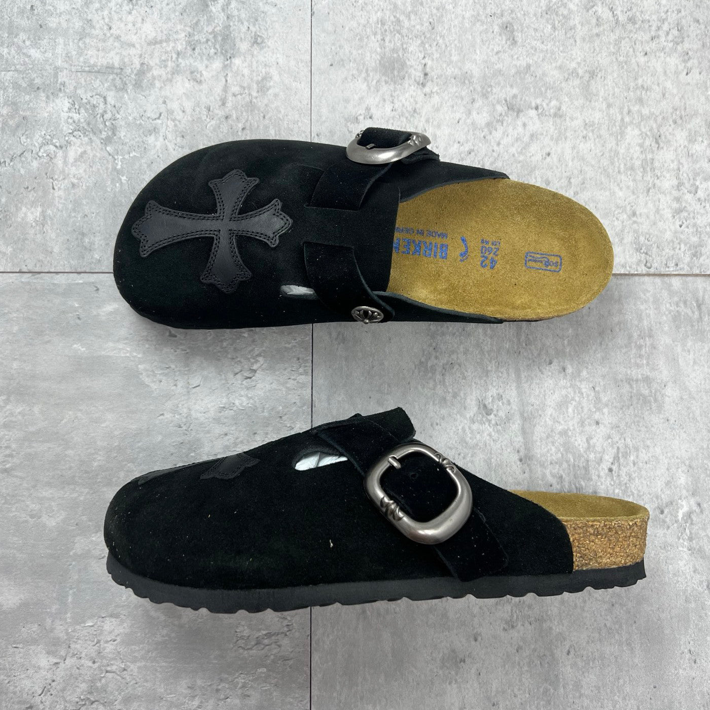 Chrome Hearts x Birkenstock Men's And Women's Spring Summer Round Toe Buckle Slippers Vacation Fashion Trend Cross Logo Sandals Shoes #77682