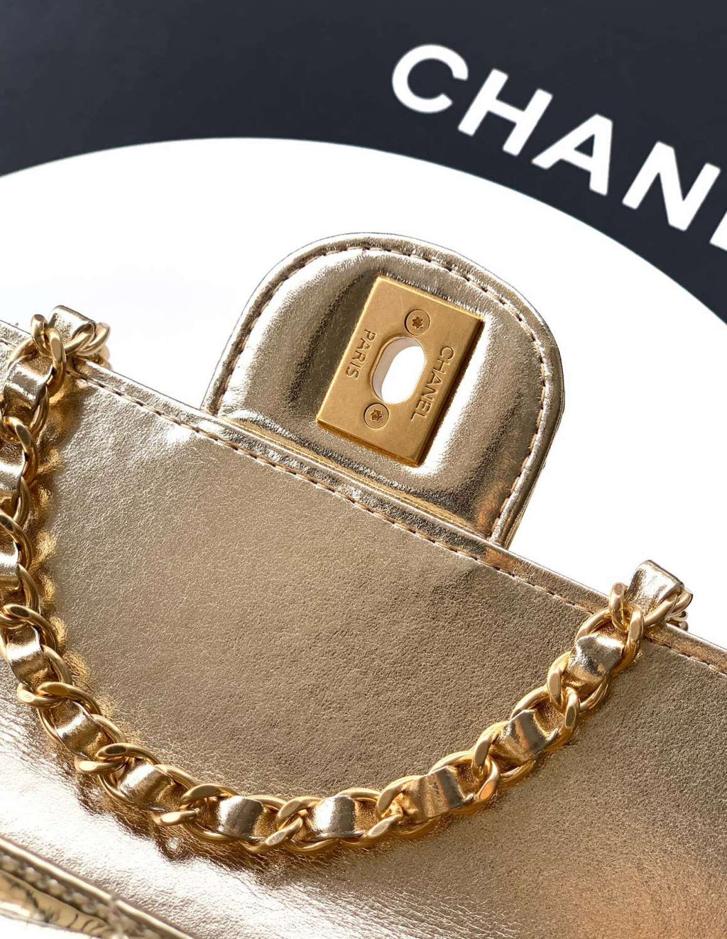Chanel 25K Women's Classic Lattice Chain Shoulder Crossbody Bag Baguette Bag Calfskin Handbag #332609