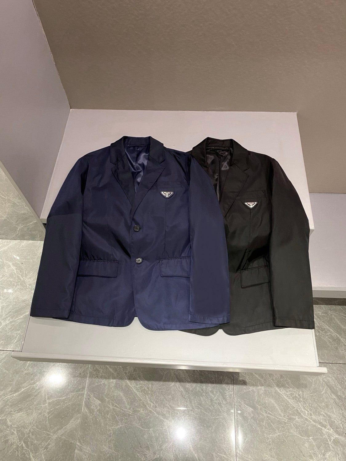 Prada Men's Spring and Autumn Solid Color Re-Nylon Single Breasted Long Sleeve Blazer Jacket #76197