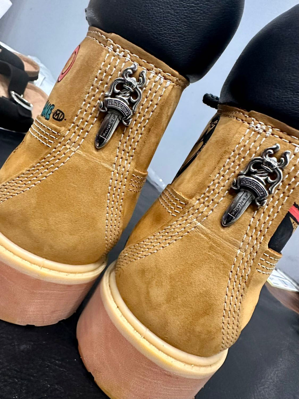 Chrome Hearts Men's And Women's Spring/Summer Fashion Trend Round Toe Lace Up Hand Painted Graffiti Boots Shoes #78264