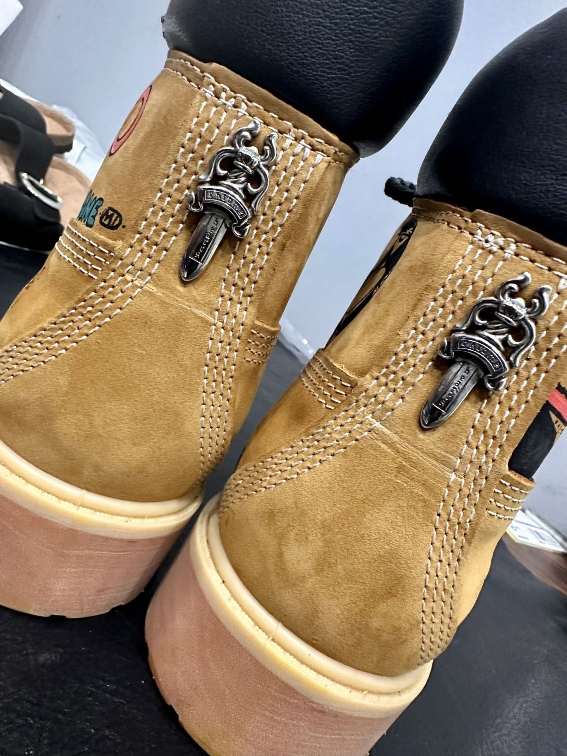 Chrome Hearts Men's And Women's Spring/Summer Fashion Trend Round Toe Lace Up Hand Painted Graffiti Boots Shoes #78264