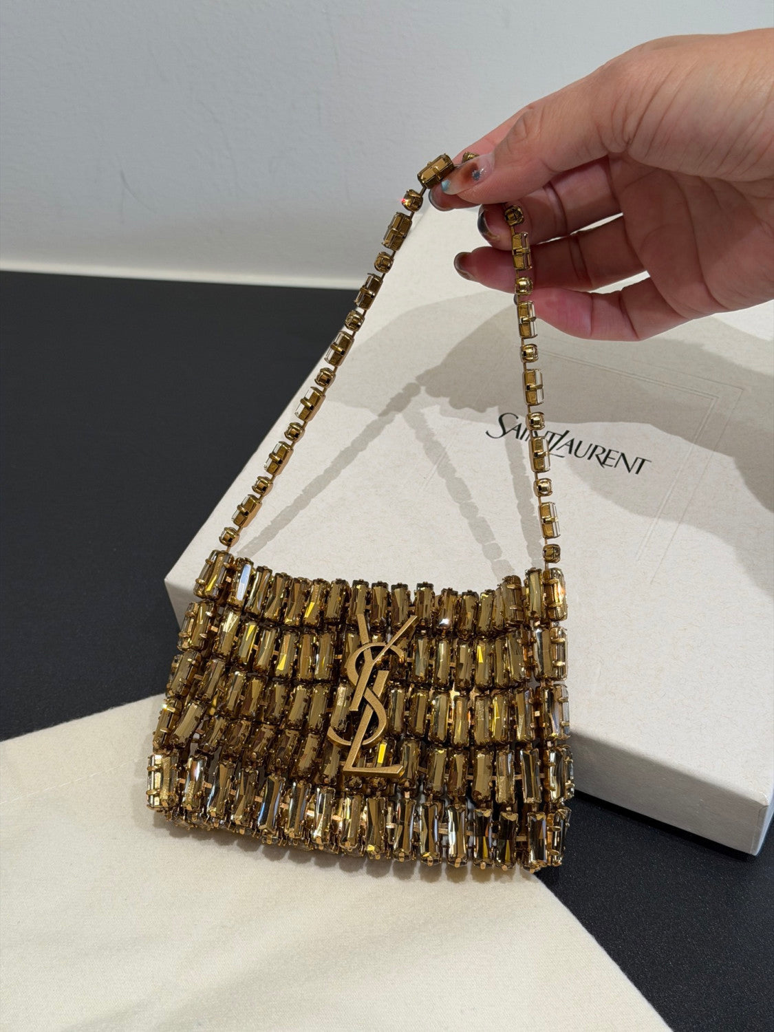 Saint Laurent Micro EVENING Bag In Crystals #379371