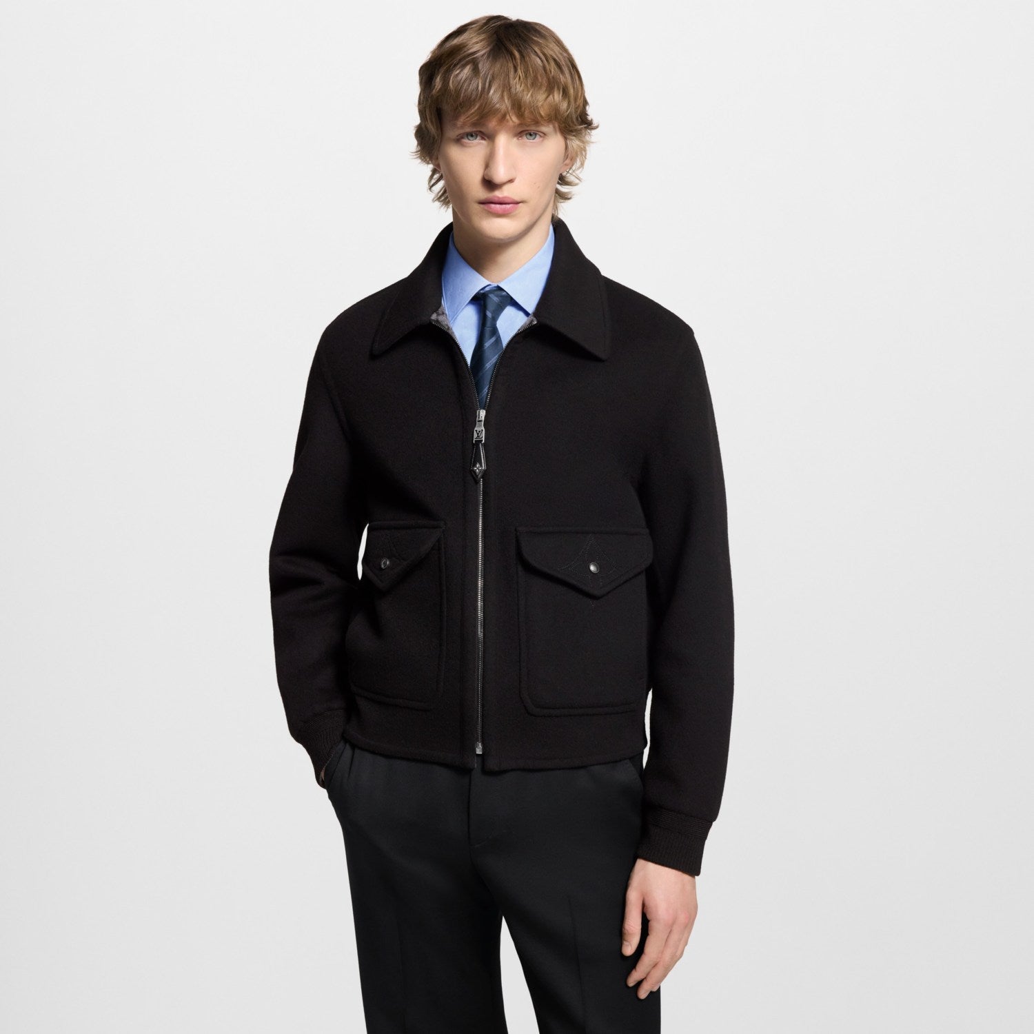 Louis Vuitton Men's Fall/Winter Fashion Casual Solid Color Lapel Zipper Double Faced Waist Tuck Wool Jacket #78932