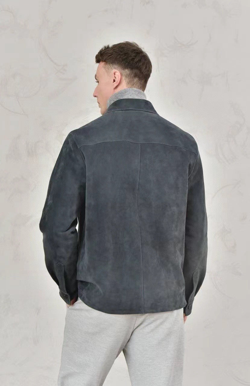 Loro Piana Men's Spring And Fall Fashion Lapel Suede Single-breasted Casual Temperament British Work Wind Jacket Ngvp #7928