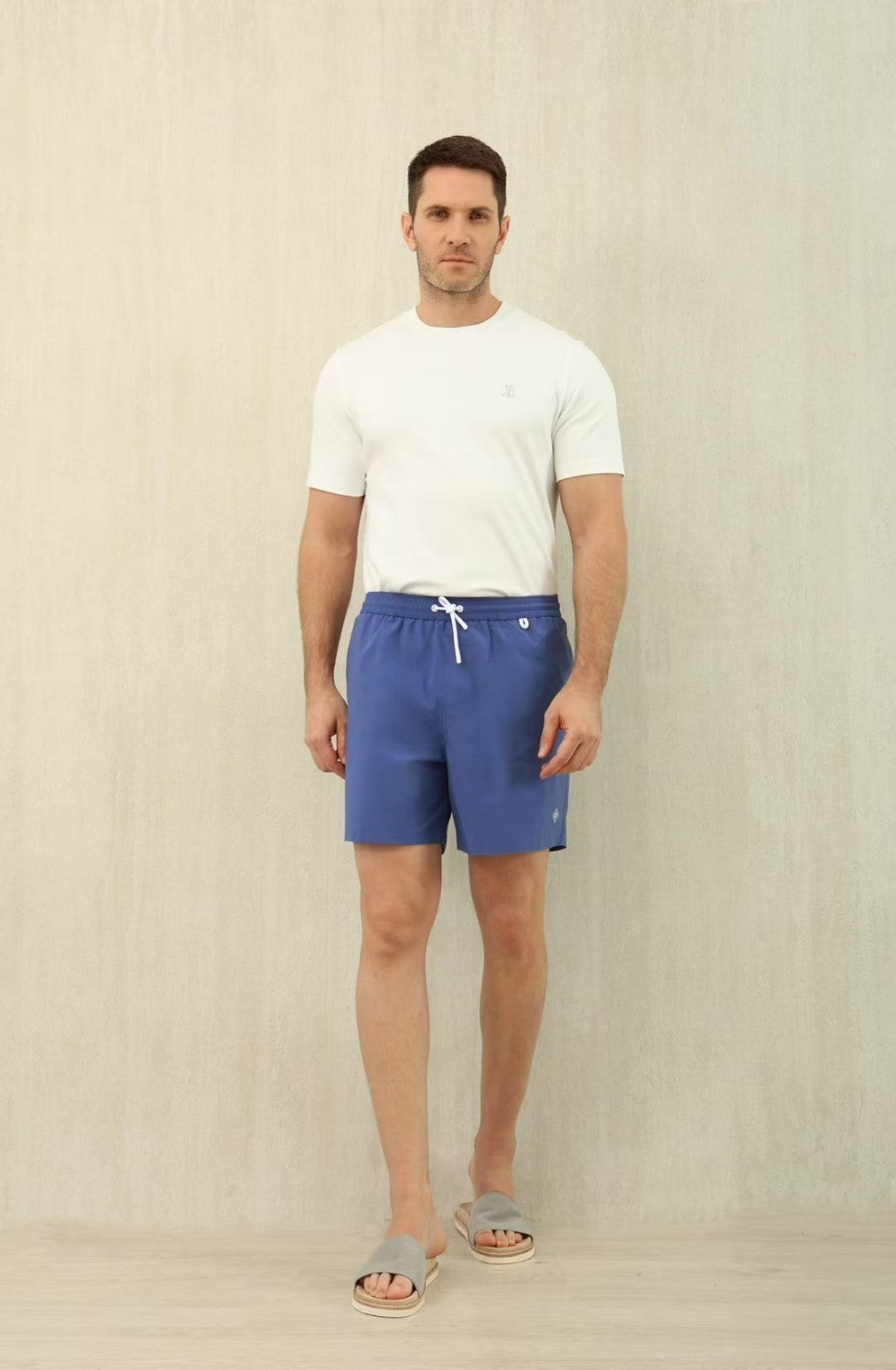 Loro Piana Men's Summer Letter Solid Color Mid Waist Tie Straight Bay Swim Shorts Ngvp #9959