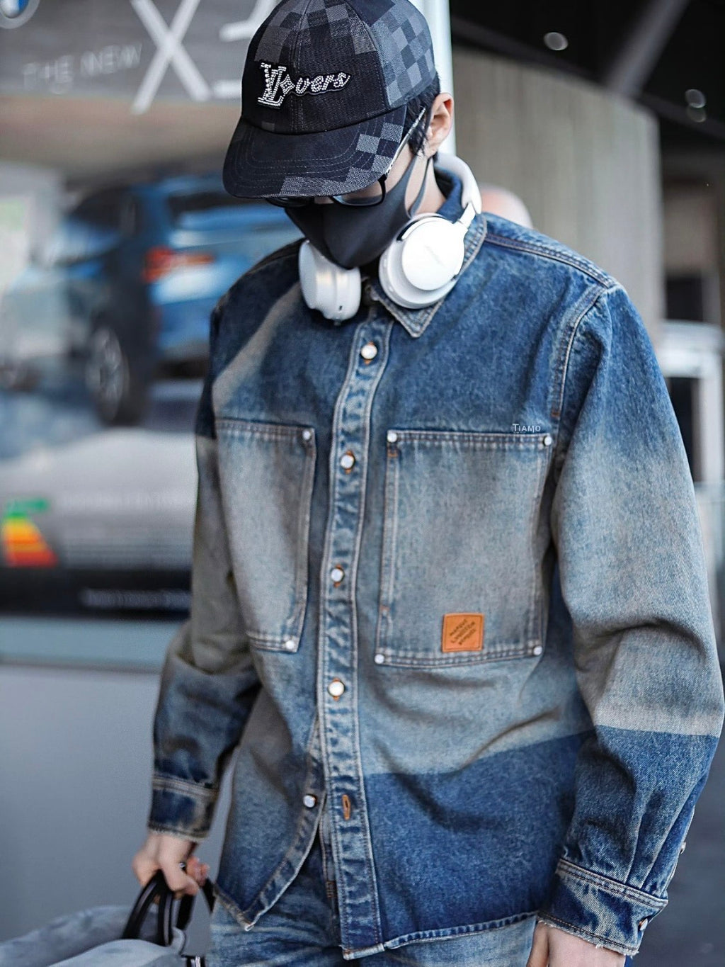 Louis Vuitton Sun Fading Effect Denim Long Sleeve Shirt Skateboarding Jeans Pants Men'S Spring And Summer Fashion High Street Trend Casual Suit Set #75985