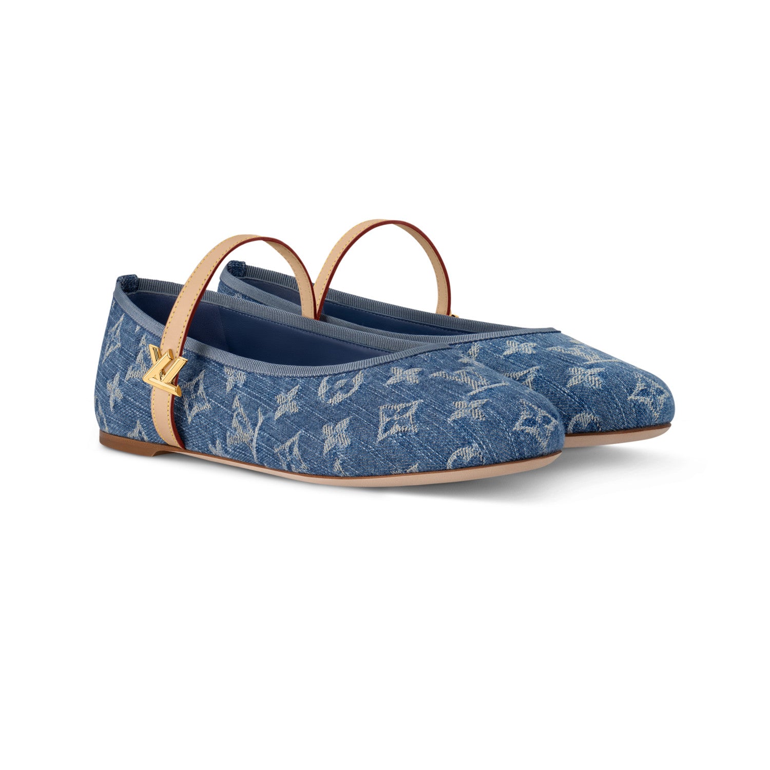 Louis Vuitton x TM ROMY Women's Spring/fall Fashion Classic Round Toe Slip On Logo Print Flat Mary Jane Ballet Flats  Shoes #79212