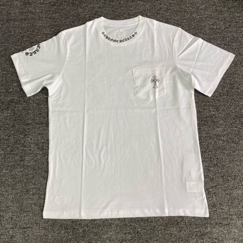 Chrome Hearts Men's Summer Solid Color Cross Print Round Neck Cotton Short Sleeve T-Shirt #77173