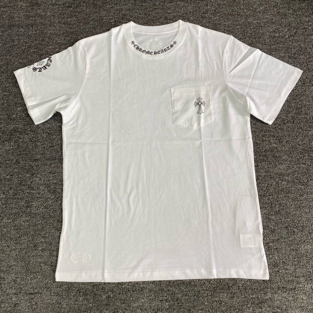 Chrome Hearts Men's Summer Solid Color Cross Print Round Neck Cotton Short Sleeve T-Shirt #77173