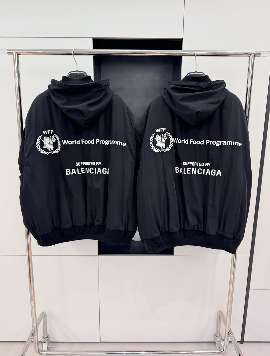 Balenciaga Men's Black Autumn/Winter Monogram Printed Loose Fit Hooded Zip Jacket #73343
