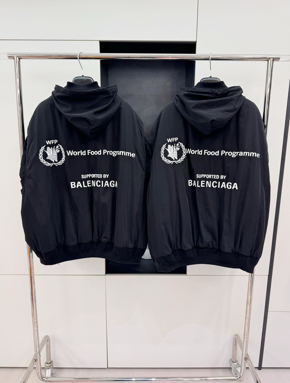 Balenciaga Men's Black Autumn/Winter Monogram Printed Loose Fit Hooded Zip Jacket #73343