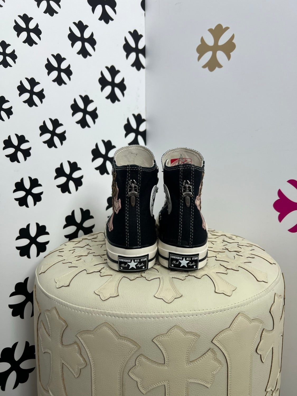 Chrome Hearts x Converse Men's And Women's Spring/fall Fashion Casual Round Toe Lace Up Flat High Top Canvas Sneakers Shoes #79323