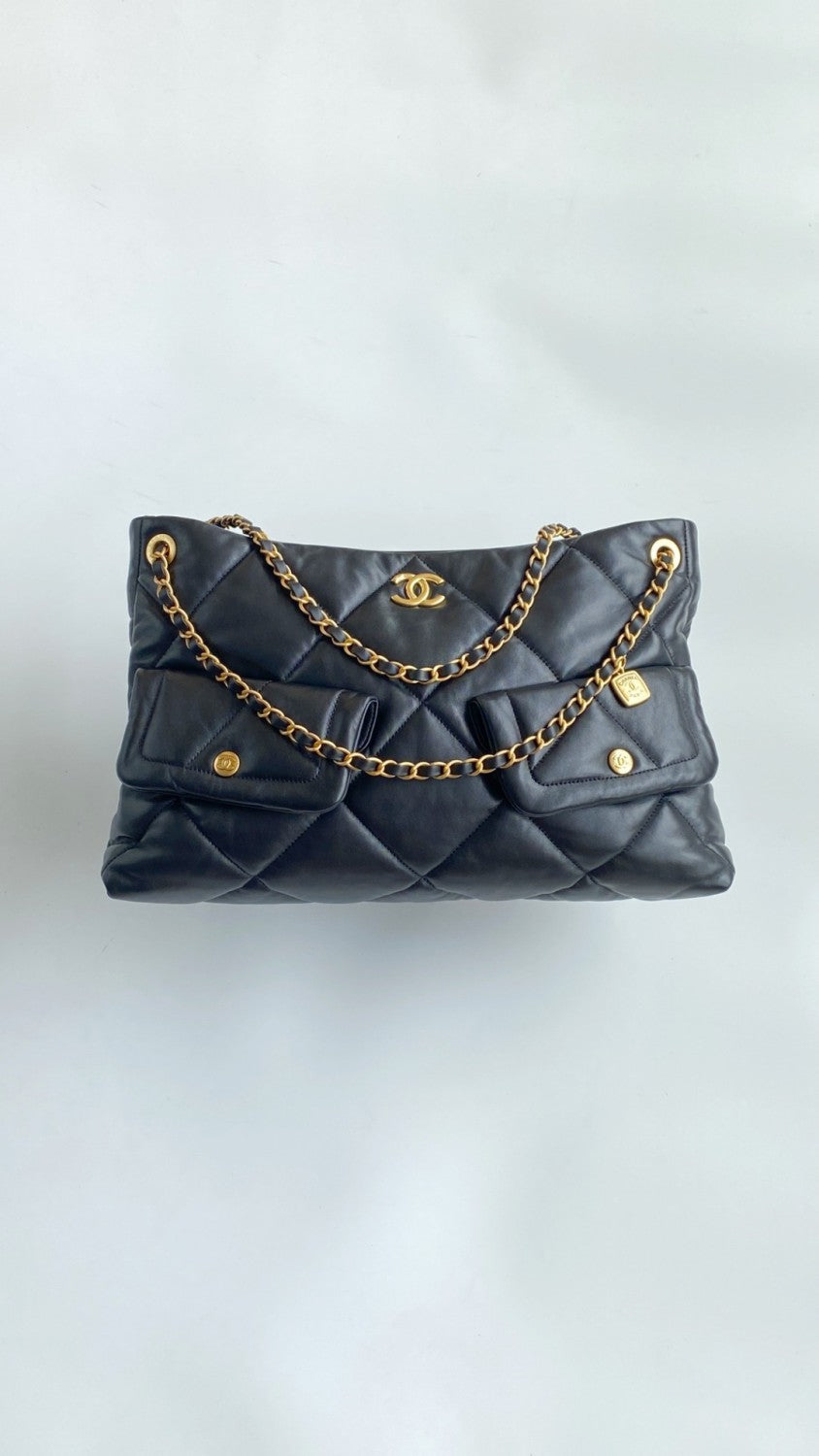 Chanel Women's Fashion Classic Solid Color Leather Diamond Quilted Chain Shoulder Bag/Tote Bag Bags AS5740-B22139-94305 #78912