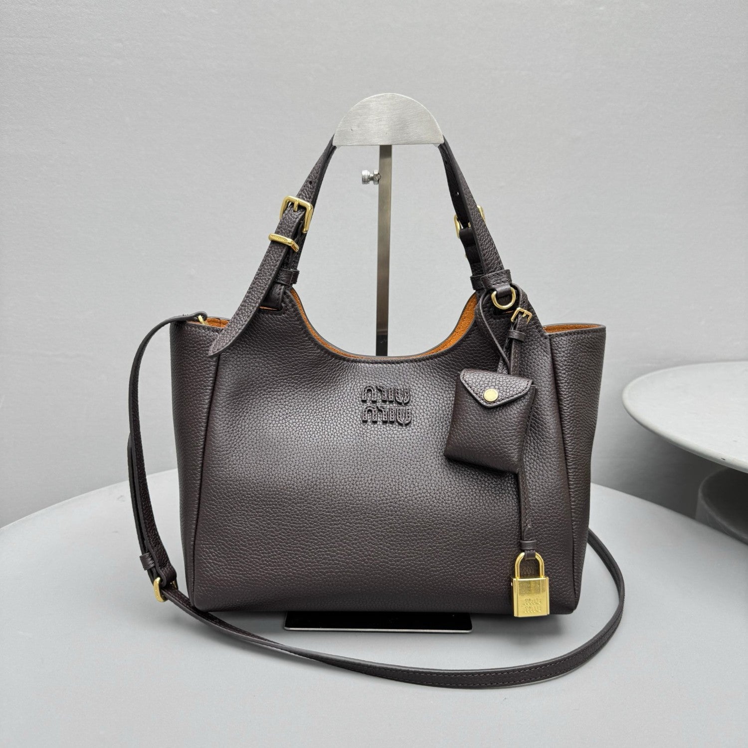 MiuMiu Women's Fashion Classic Solid Color Grain Leather Logo Handbag Shoulder Bag Bags 5BA304_2IFL_F0ZKS #79515