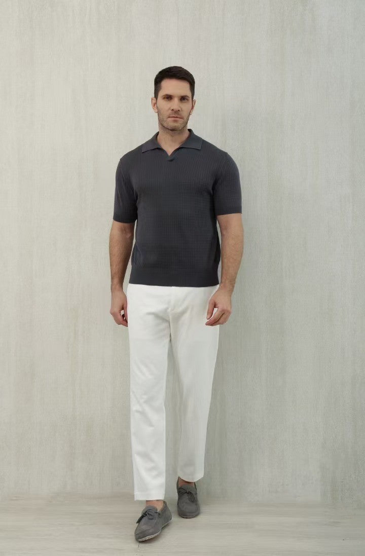 Loro Piana Men's Summer Refreshing Thin Knitted Lapel Short-sleeved Top Multicoloured Fashion Comfortable Temperament T-shirt Ngvp #9956