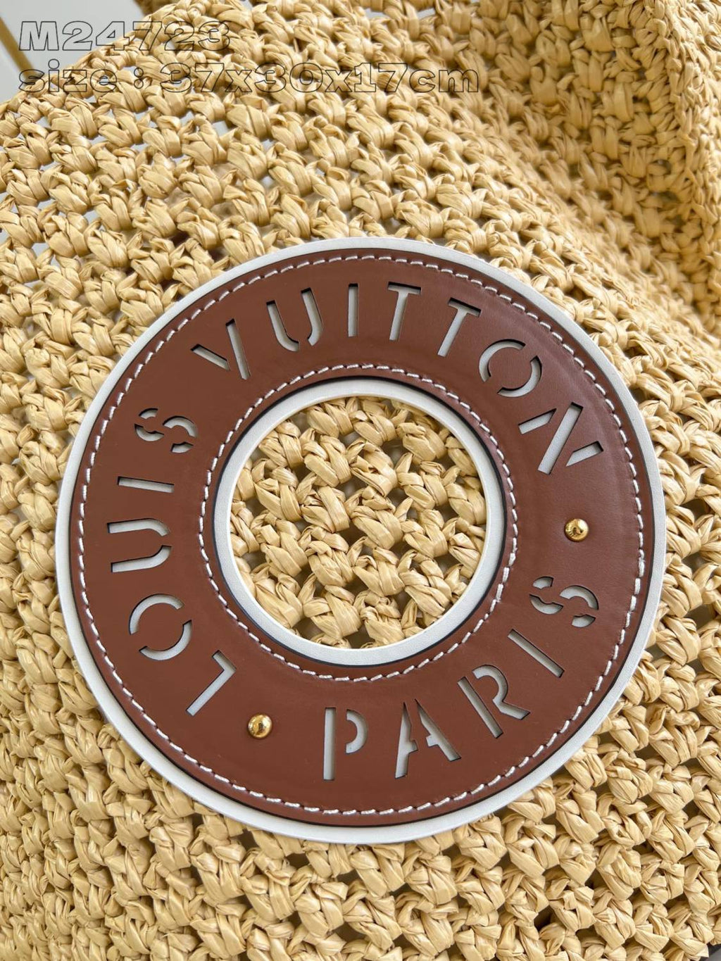 Louis Vuitton ONTHEGO Women's Solid Color Letter Logo Leather Patch Natural Raffia Shopper Handbag Tote Bag Bags #75397