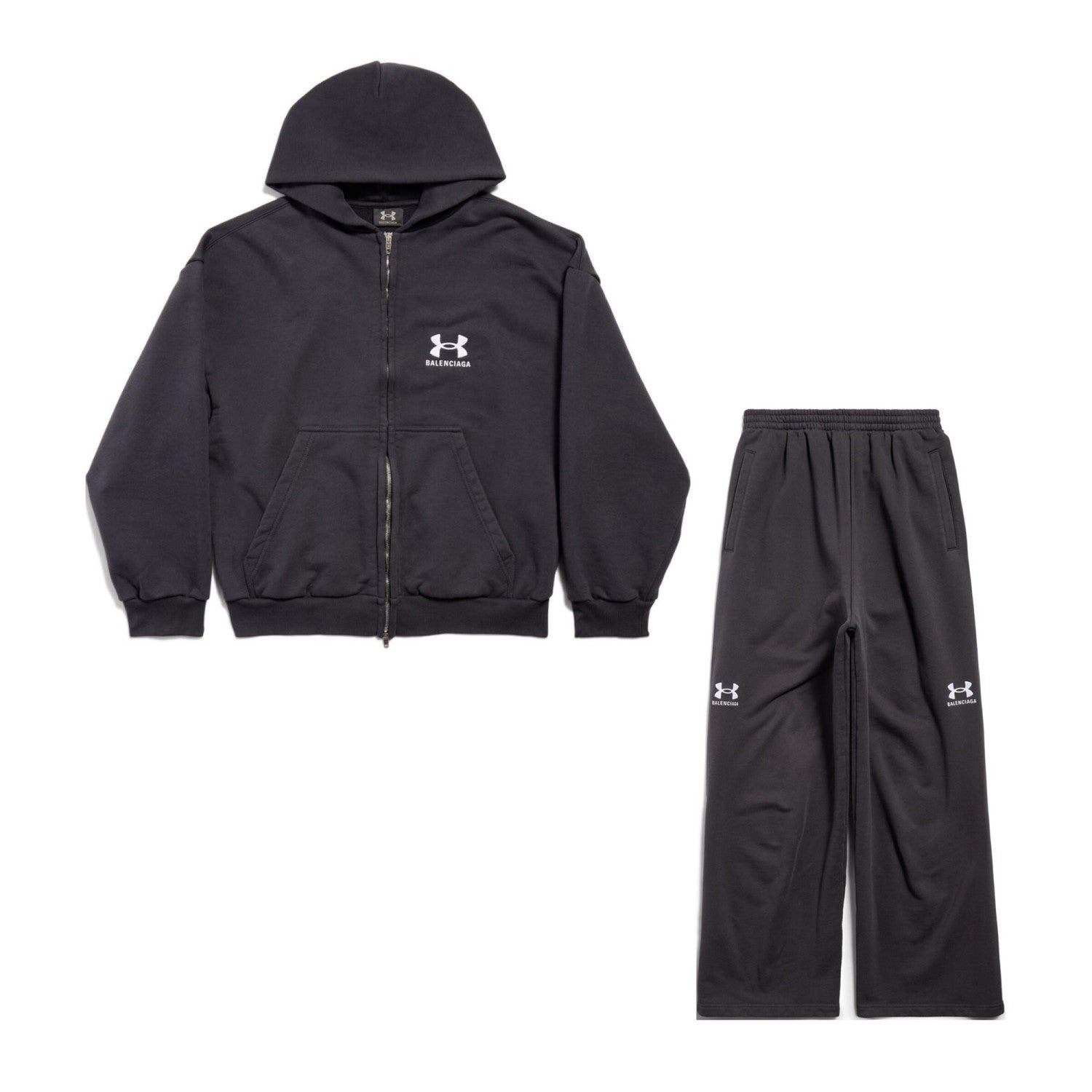 Balenciaga X Under Armour Men's and Women's Alphabet Printed Hooded Zipper Long Sleeve Sweatshirt Jacket Knit Sweatpants Pants Set Suit #72338