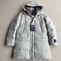 Montecore Men's Autumn And Winter Coat Casual Hooded  Zipper Stand Up Collar Wool Fabric Long Style Puffer Down Jacket Ngvp #7454
