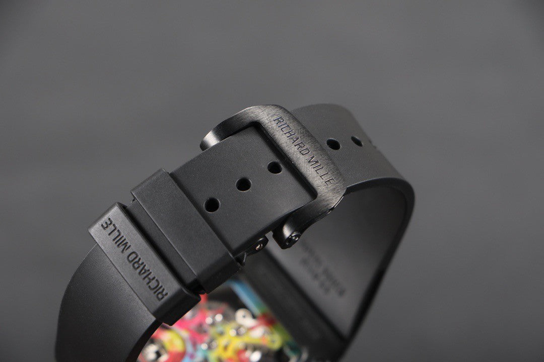 Richard Mille RM 68-01 Men's Color Dial Manual Mechanical Movement Rubber Strap Black Watch #75679