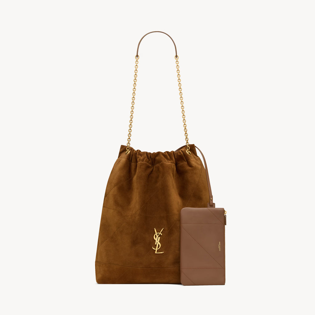 SAINT LAURENT JAMIE POCHON Women's Solid Colour Suede Leather Metal Chain Tote Shoulder Bag Bags #76824