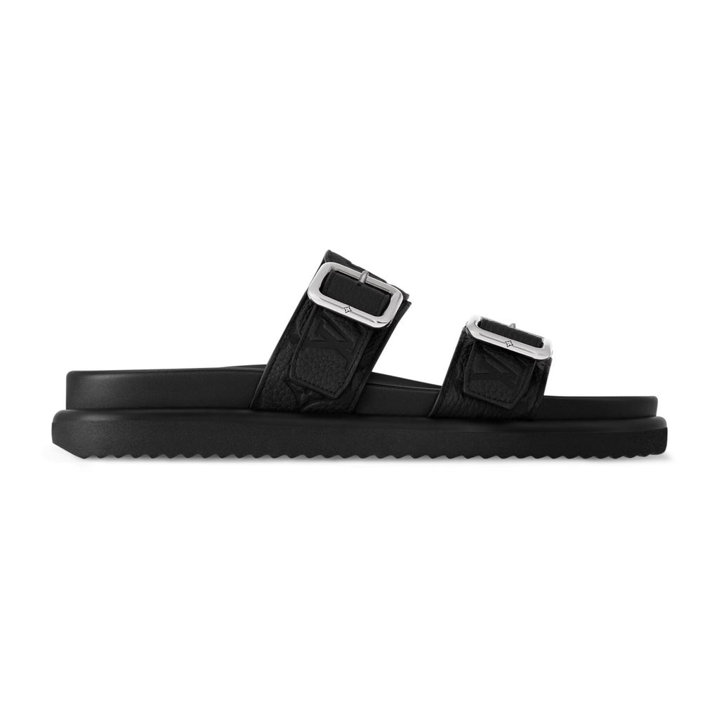 Louis Vuitton Men's Summer Solid Color Classic Fashion Casual Logo Print Slippers Round Toe Flat Mule Shoes #78169