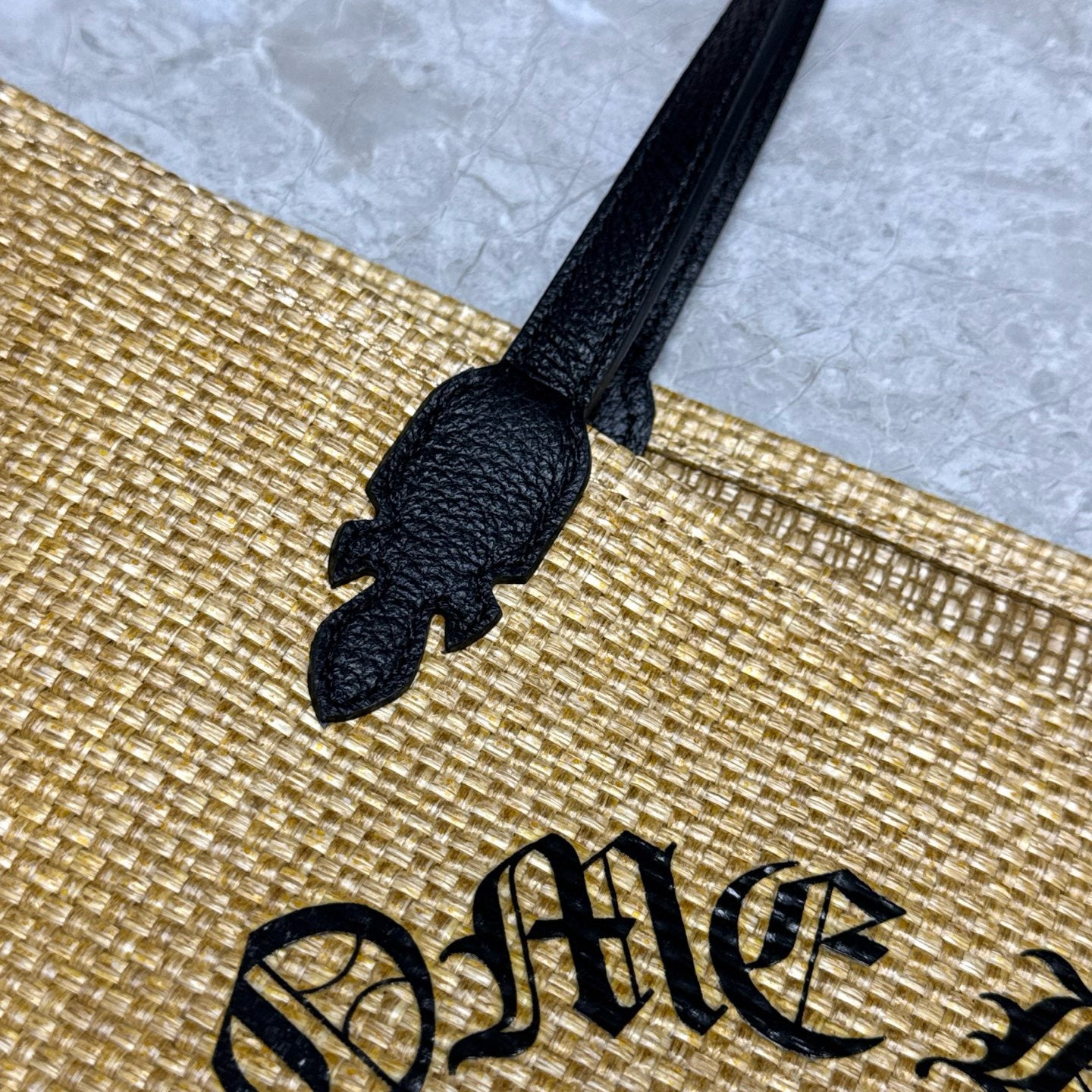Chrome Hearts Women's Solid Color Sanskrit Print Waterproof Straw Shopping Bag Handbag Tote Bags #77936