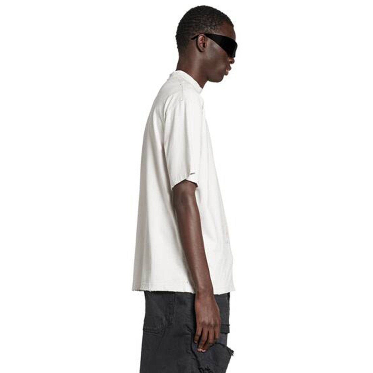 Balenciaga Men's Spring/summer Statue Of Liberty Solid Color Retro Loose Casual Plain Knitted Large Silhouette Short Sleeved T-shirt Ngvp #8352