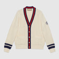 Gucci Men's Beige Colour Block Stripe V-Neck Single Breasted Long Sleeve Knitted Cardigan #97871