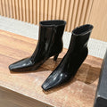 SAINT LAURENT Women's Pointed Cat Heel Long Short Red Black Boots Fashion Temperament Elegant Sexy Zipper Short Boots Shoes Ngvp #2185
