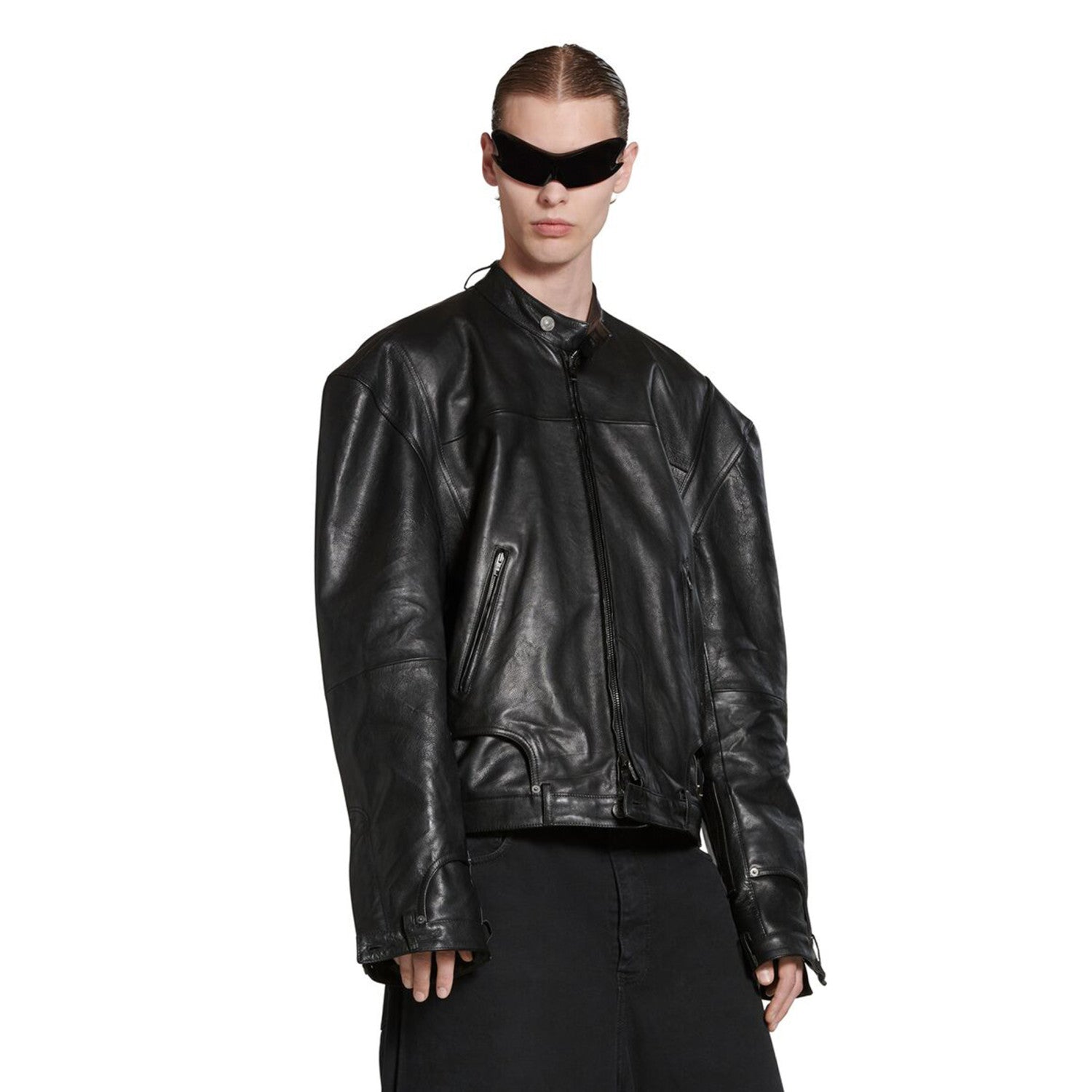 Balenciaga Deconstructed Zip-Up Jacket In Black Ngvp #6682