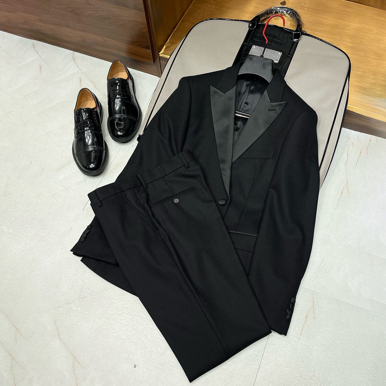 Ermenegildo Zegna  Men's Spring And Fall Black Silk Satin Wool Suit Two-piece High-end Pants High Luxury Suit Jacket Ngvp #7681