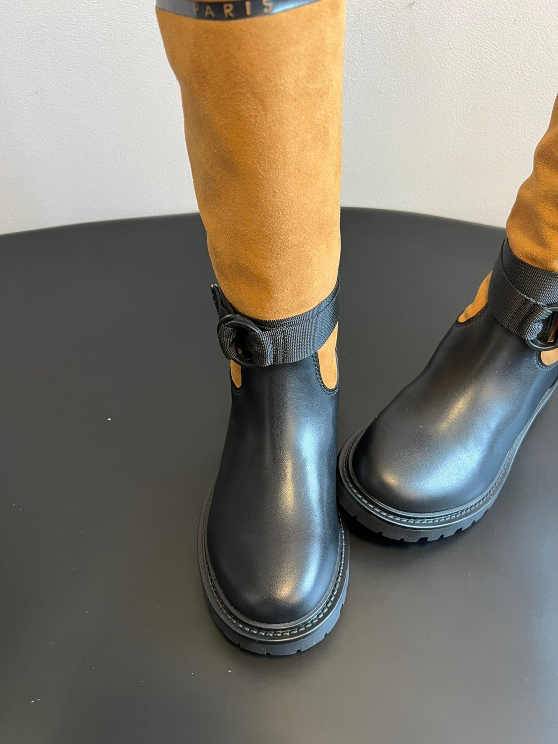 Dior Women's Spring/Fall/Winter Leather And Suede Blend Vintage Chunky-Heeled High-Top Boots Casual Long Riding Boots Shoes #81721