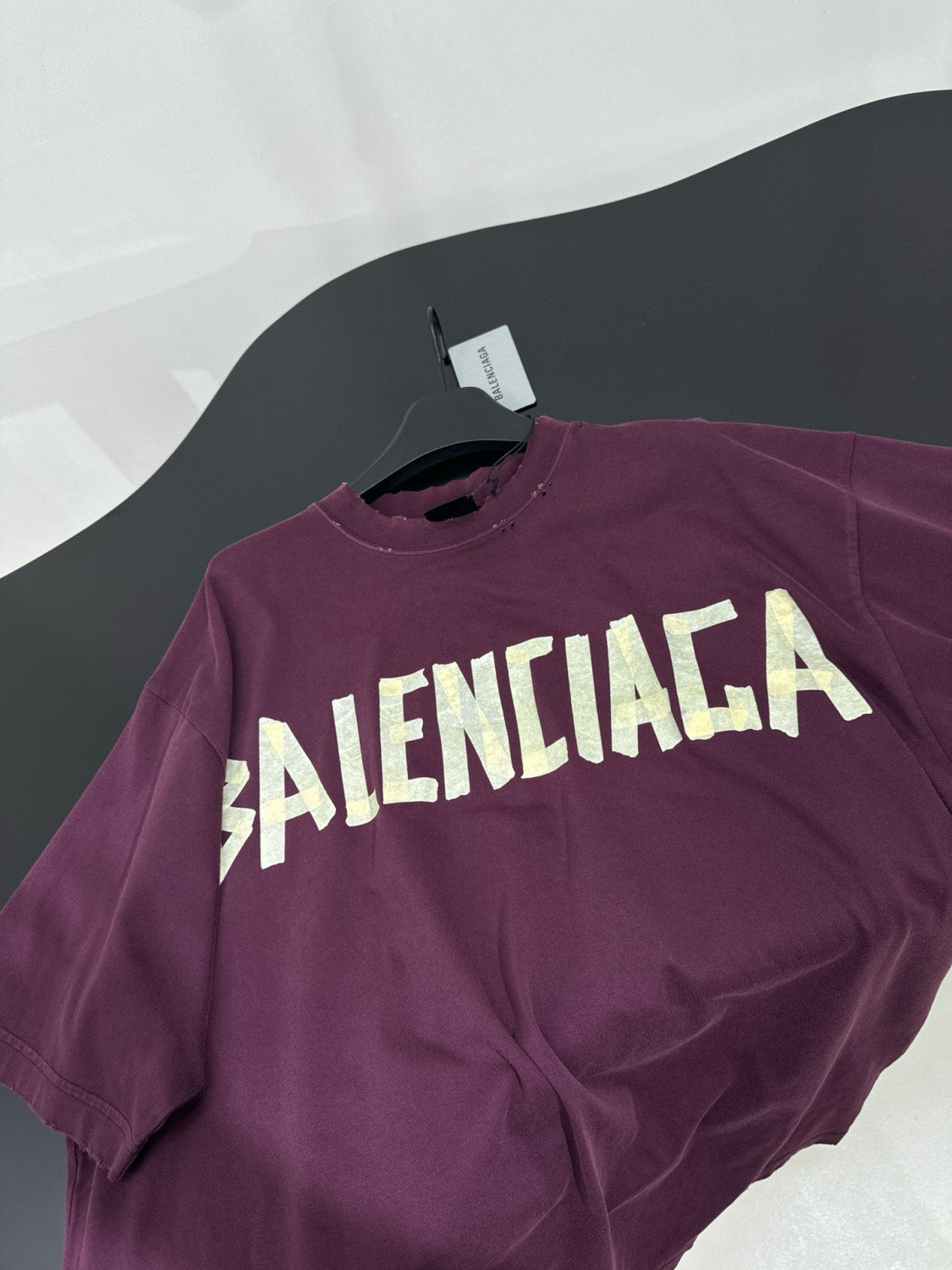 Balenciaga Men's Summer Crimson Letter Print Round Neck Regular Fit Short Sleeve T-Shirt #98985