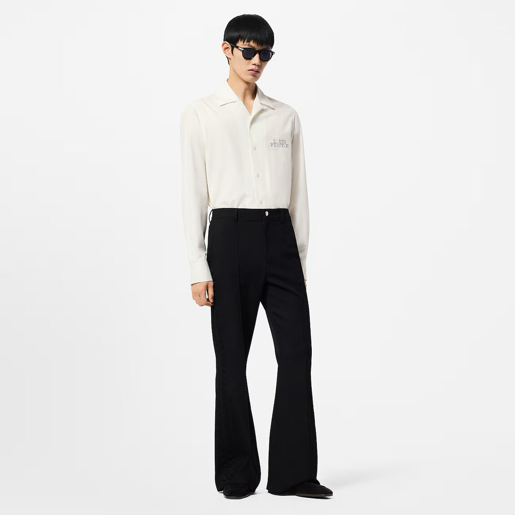 Louis Vuitton Men's Spring And Fall White Letters Logo Embroidery Single Breasted Long Sleeved Shirt #73264