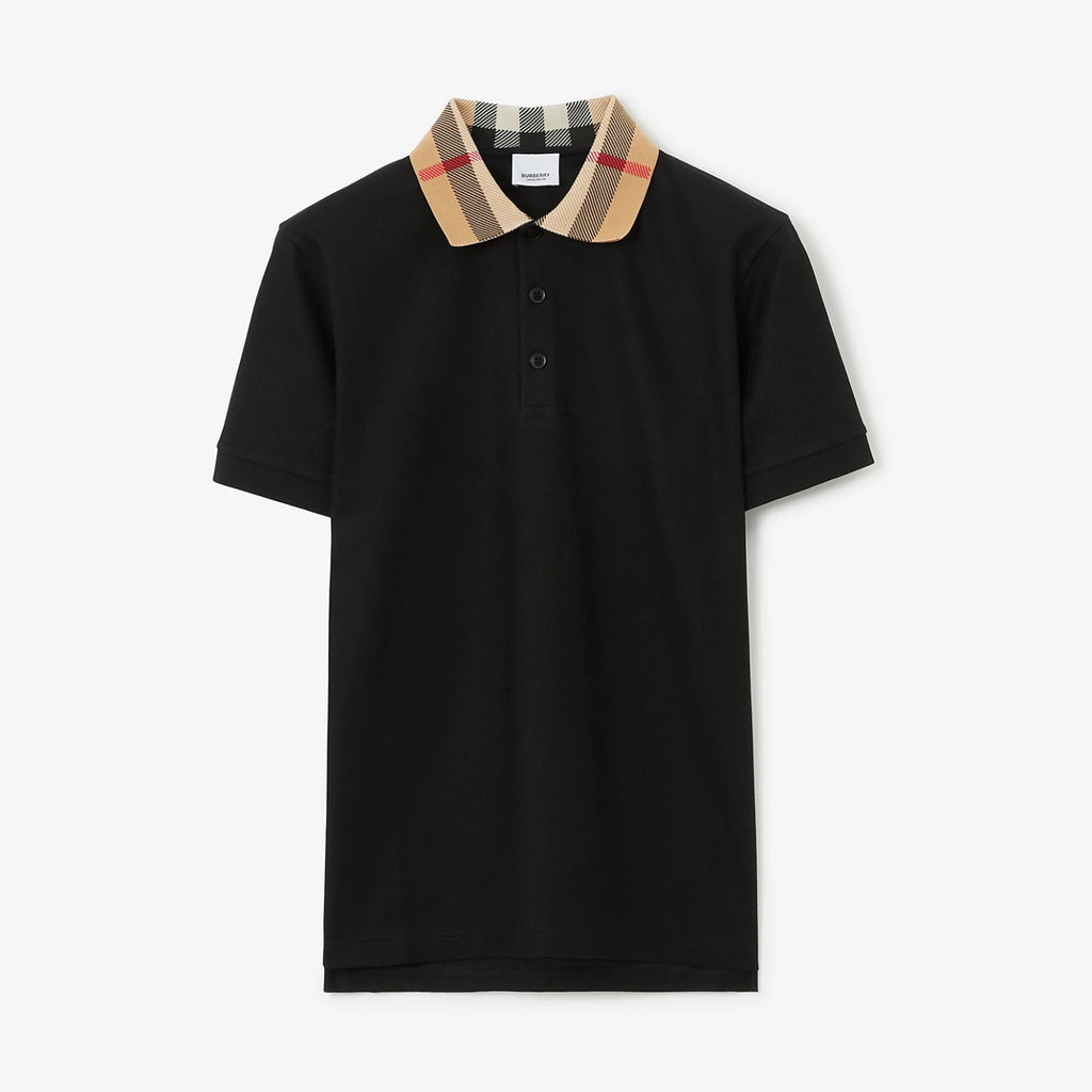 Burberry Men's Summer Check Printed Polo Neck Solid Color Casual Short Sleeve T-Shirt #75622