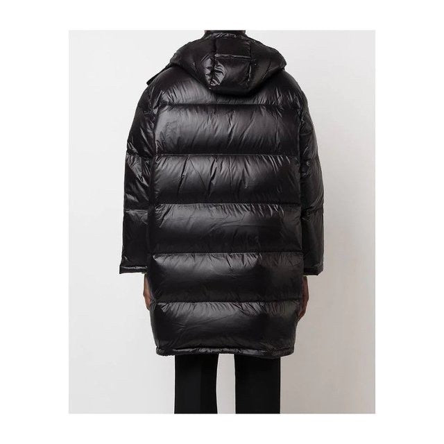 Prada Men's And Women's Autumn And Winter Solid Color Quilted Fluffy Medium Length Hooded Puffer Down Jacket #74389