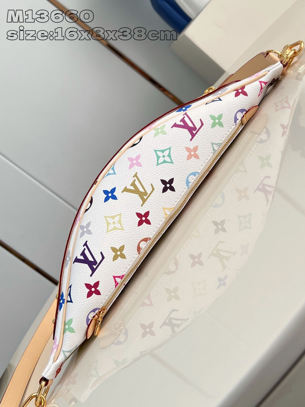 Louis Vuitton LV x TM High Rise Women's Colorful Monogrammed Zipper Closure Coated Canvas Leather Trimmed Belt Bag Bags #75436