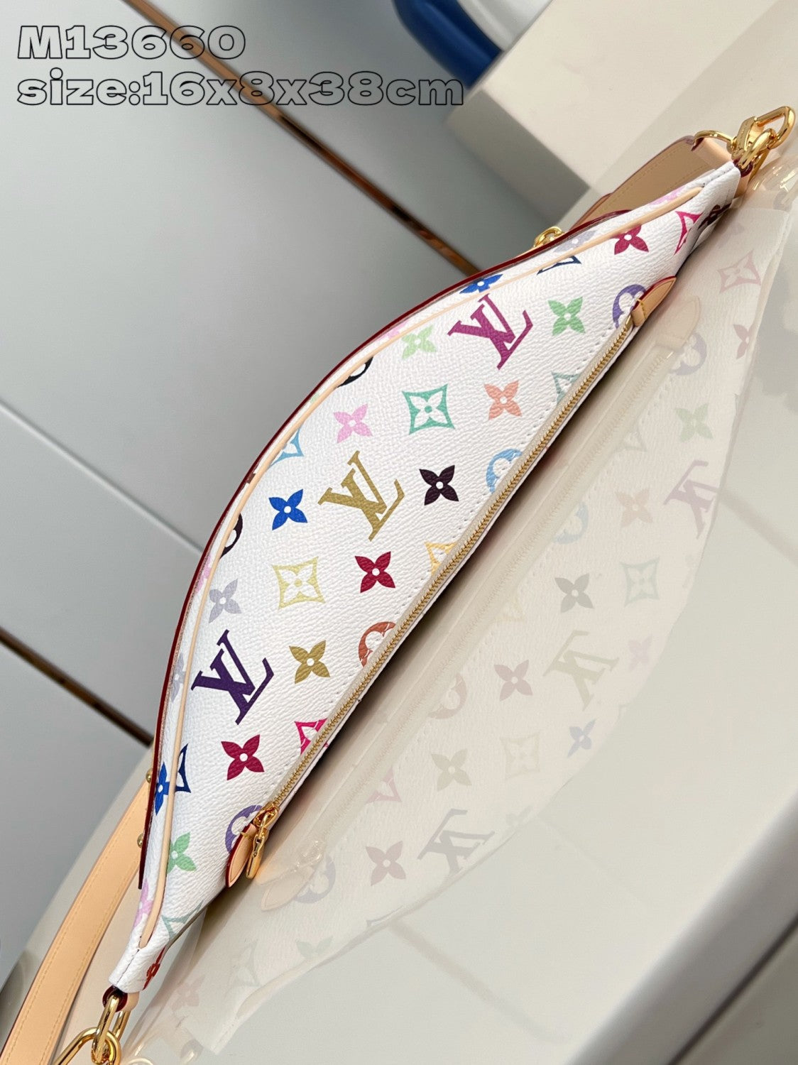 Louis Vuitton LV x TM High Rise Women's Colorful Monogrammed Zipper Closure Coated Canvas Leather Trimmed Belt Bag Bags #75436