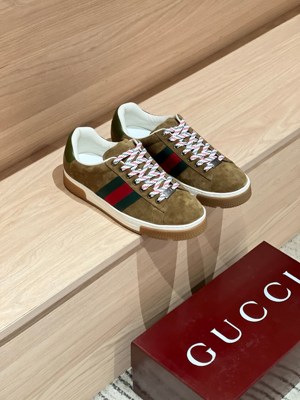 GUCCI Men's Gucci Ace sneaker with Web suede #337178