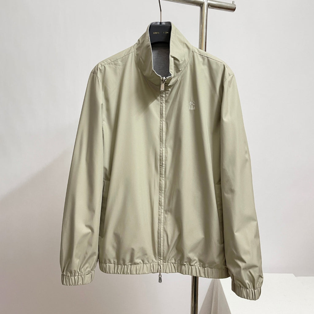 Brunello Cucinelli Men's Spring/Fall Fashion Casual Solid Color High Neck Double Zip Reversible Jacket #78634