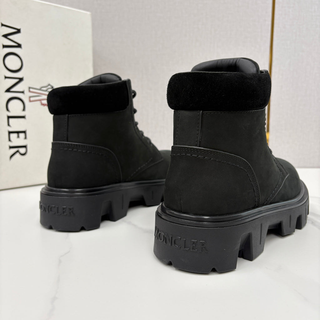 Moncler Black Peak City Nubuck Suede Lace-Up Boots #336113