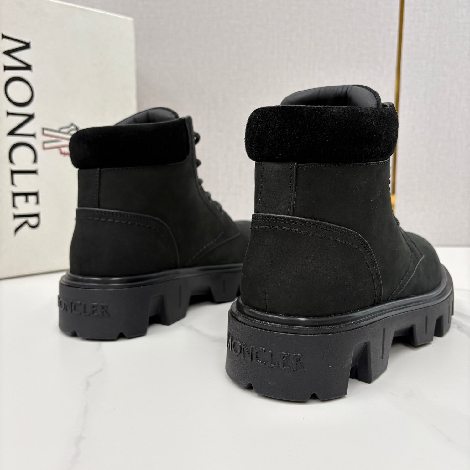 Moncler Black Peak City Nubuck Suede Lace-Up Boots #336113