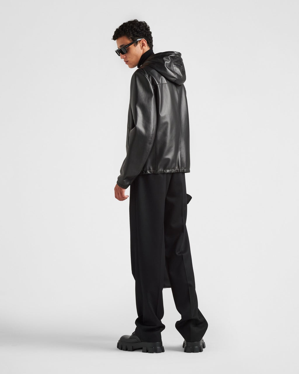Prada Men's Autumn/Winter Solid Color Reversible Nappa Leather and Re-Nylon Waistcoat Jacket #77778