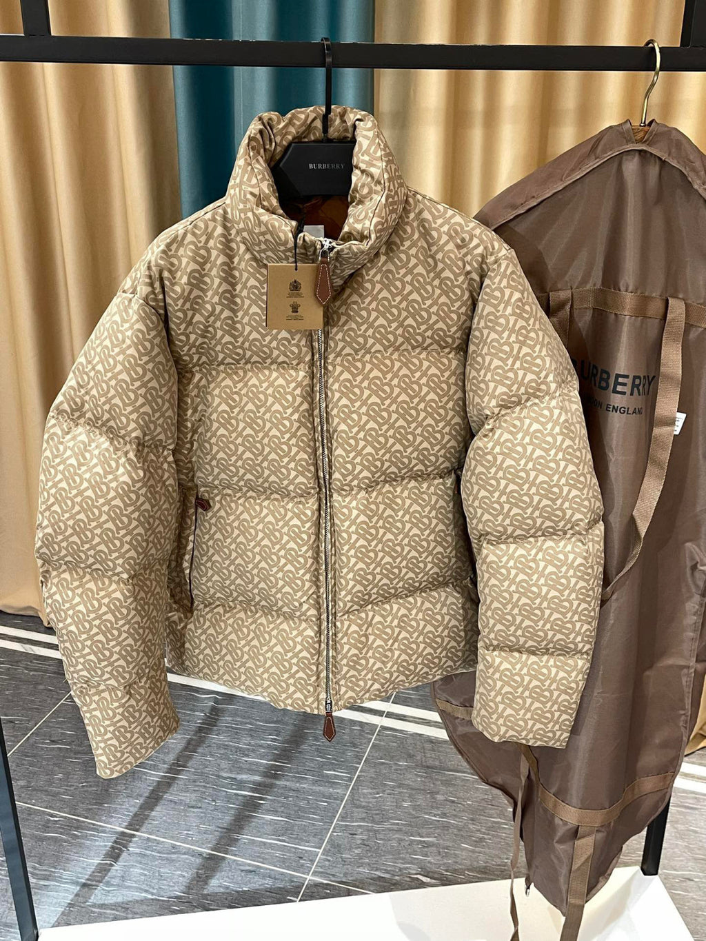 Burberry Full Printed Old Flower Puffer Down Jacket #96543