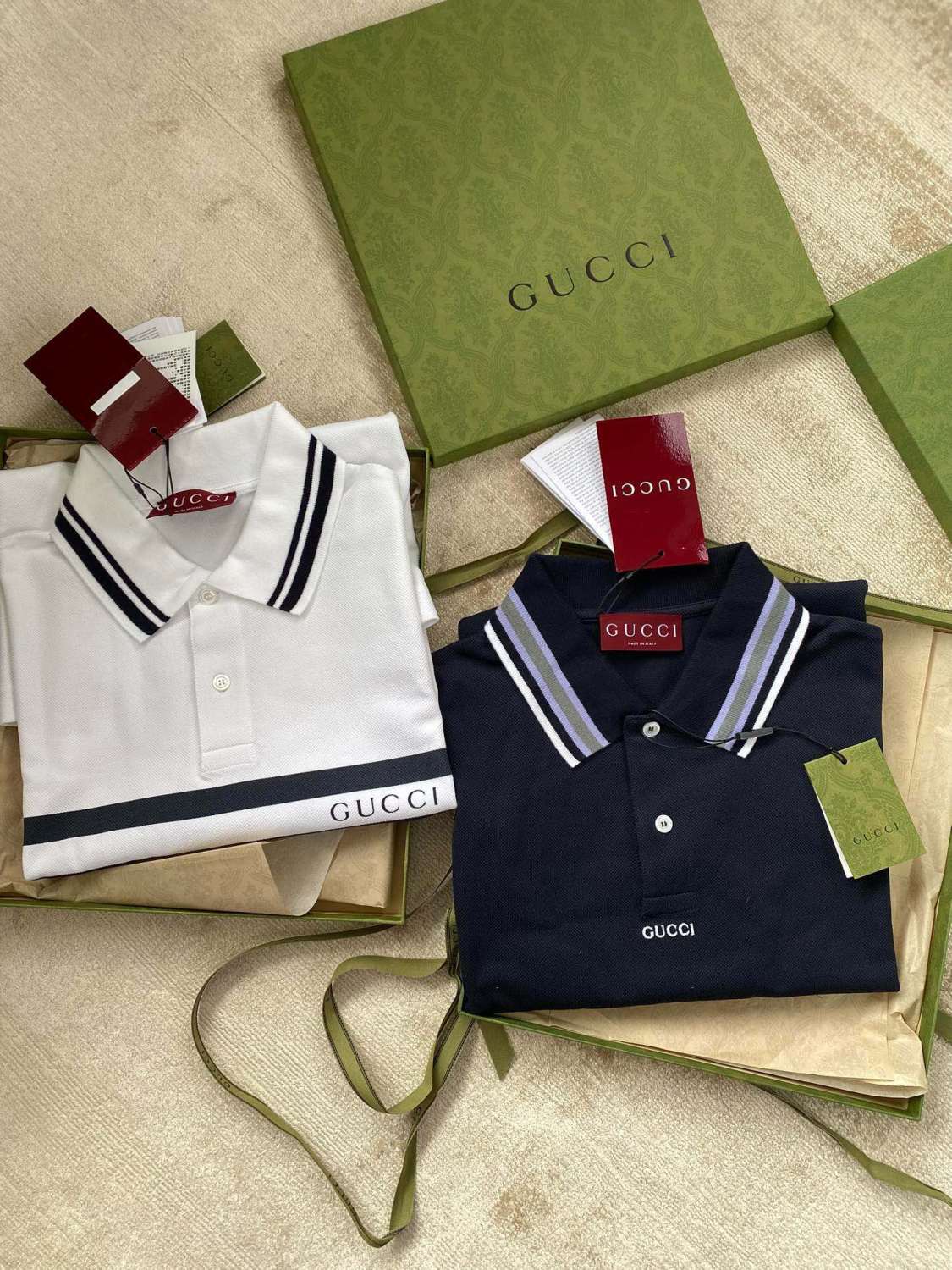 Gucci Men's Summer Letter Stripe Casual Short Sleeve Polo Shirt T-shirt #99599