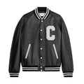 Celine Men's Fall And Winter Black And White Striped Monogrammed Labeled Single Breasted Leather Jacket #98457