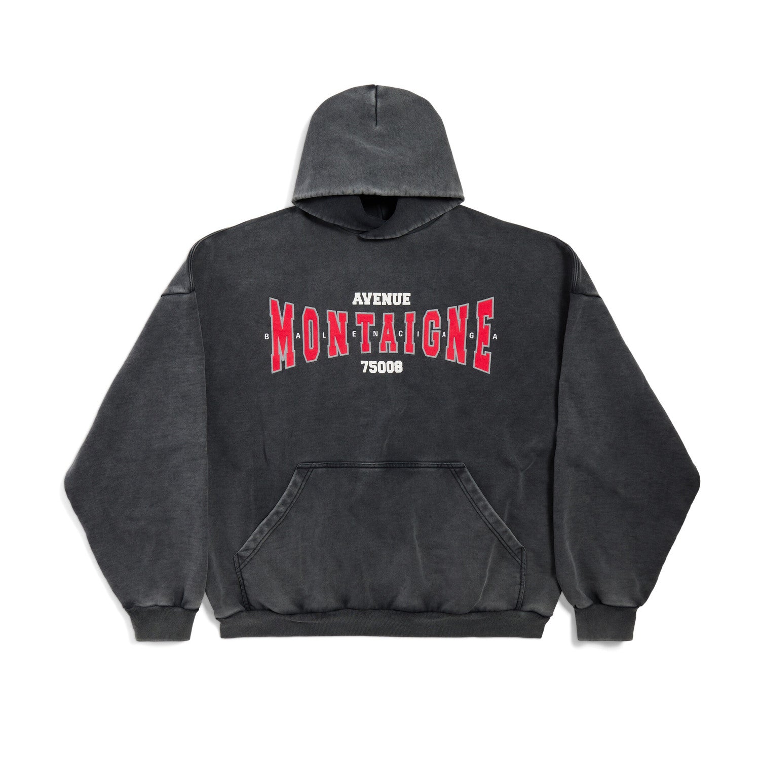 Balenciaga Men Women Spring Autumn High Street Letter Print Black Cotton Faded Loose Long Sleeve Hooded Sweatshirt Ngvp #9345