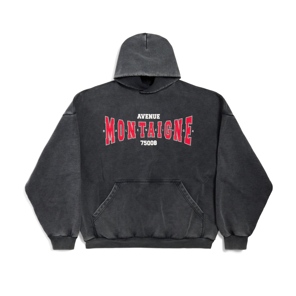 Balenciaga Men Women Spring Autumn High Street Letter Print Black Cotton Faded Loose Long Sleeve Hooded Sweatshirt Ngvp #9345