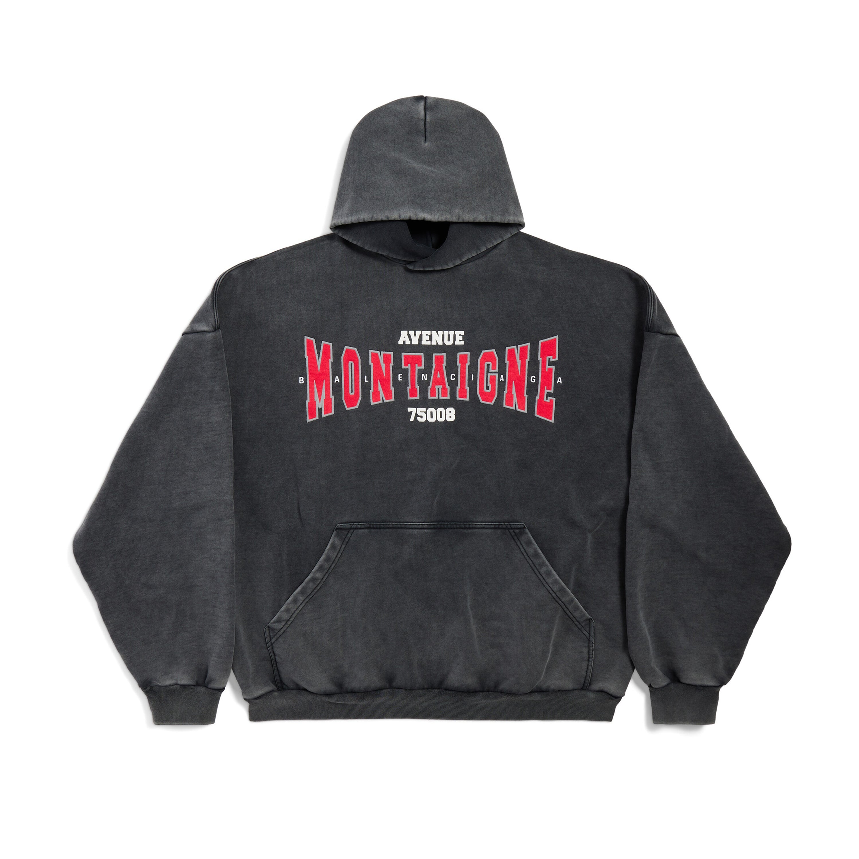 Balenciaga Men Women Spring Autumn High Street Letter Print Black Cotton Faded Loose Long Sleeve Hooded Sweatshirt Ngvp #9345